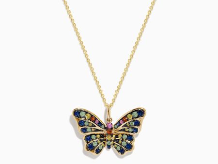 Watercolors 14K Yellow Gold Multi Sapphire Butterfly Pendant Supply