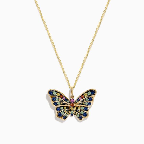 Watercolors 14K Yellow Gold Multi Sapphire Butterfly Pendant Supply