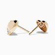 D Oro 14K Yellow Gold Diamond Heart Stud Earrings For Sale