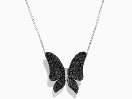 14K White Gold Black and White Diamond Butterfly Pendant Supply