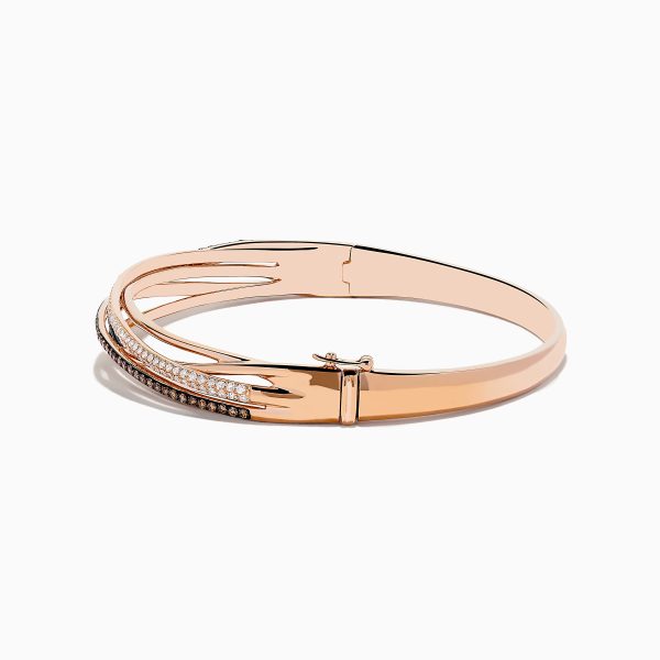 14K Rose Gold Black, Espresso and White Diamond Bangle For Cheap