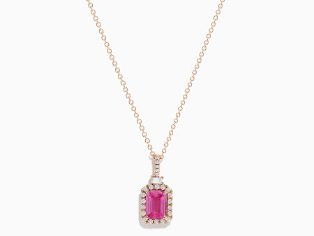 14K Rose Gold Pink Sapphire and Diamond Pendant on Sale