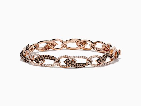 14K Rose Gold Espresso and White Diamond Tennis Bracelet 3.33 TCW on Sale