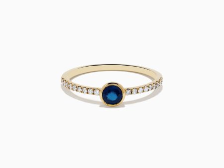 Royal Bleu 14K Yellow Gold Sapphire and Diamond Ring Cheap