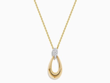 14K Two-Tone Gold and Diamond Dewdrop Pendant Discount