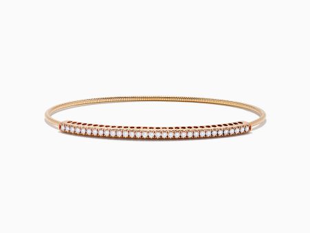 14K Rose Gold Flexible Diamond Bangle For Discount