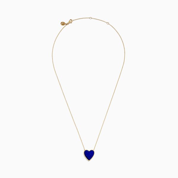 14K Gold Lapis Lazuli and Diamond Reversible Heart Pendant Online Sale