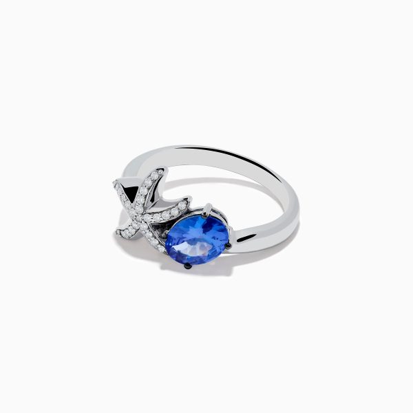 Nahla Siri 925 Silver Tanzanite and Diamond Starfish Ring Sale