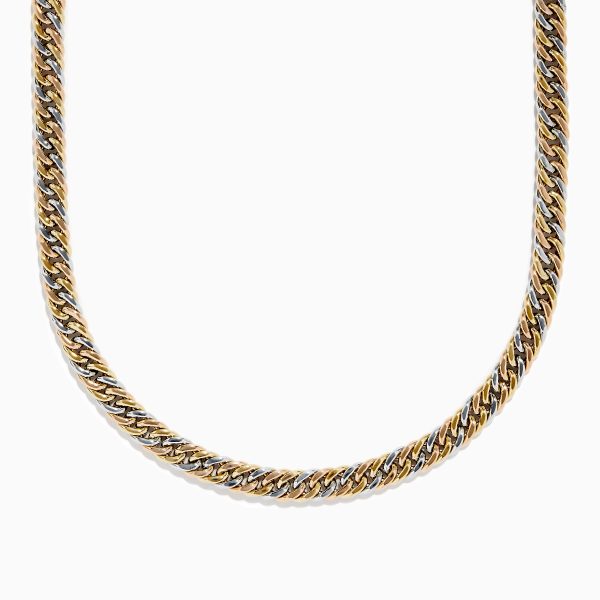 14K Tri Color Gold 8mm Hollow Cuban Chain Necklace 18  Fashion