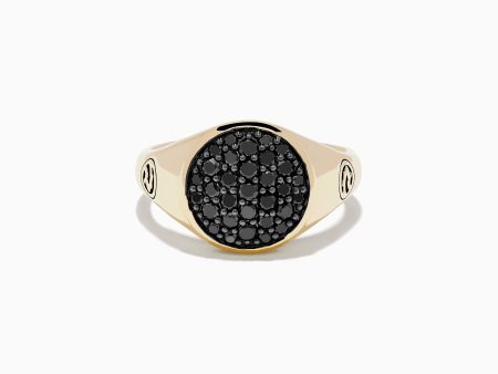 Men s 14K Yellow Gold Black Diamond Ring Hot on Sale