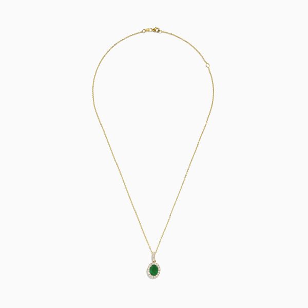 14K Yellow Gold Emerald and Diamond Pendant Discount