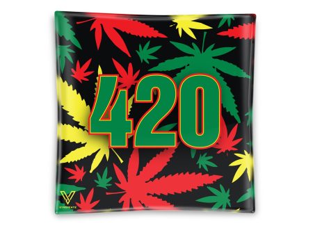 V Syndicate 420 Rasta Square Glass Ashtray - 4.5in Discount