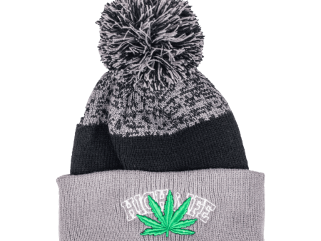 Black and Grey Highlife Leaf Beanie Hot on Sale