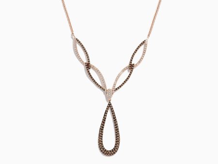 14K Rose Gold Brown and White Diamond Necklace Online Sale