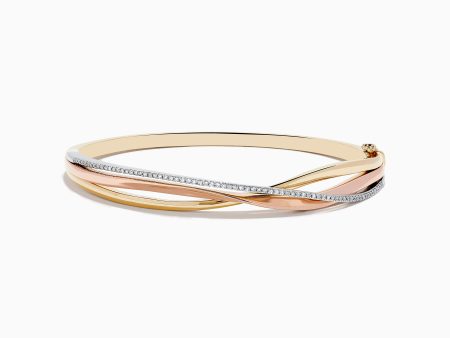 Trio 14K Three-Tone Gold Diamond Bangle 0.29 TCW Cheap