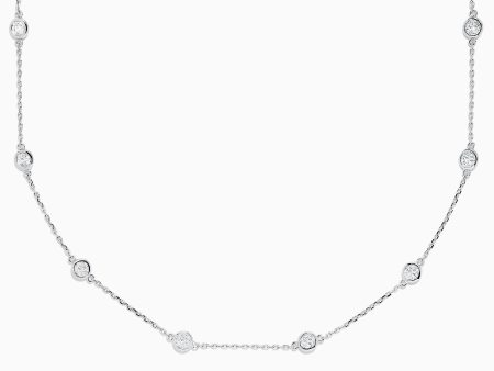 14K White Gold 18  Diamond Station Necklace, 2.00 TCW Online