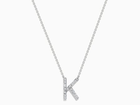 14 Karat White Gold Initial  K  Diamond Necklace Online now