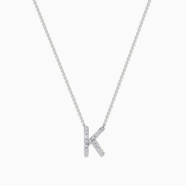 14 Karat White Gold Initial  K  Diamond Necklace Online now