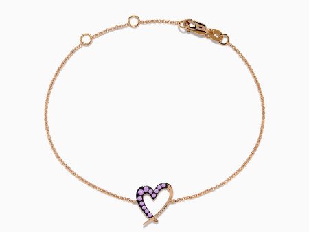 14K Rose Gold Multi Sapphire Heart Bracelet Online