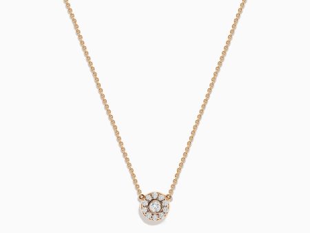 14K Rose Gold Diamond Cluster Necklace, 0.26 TCW Discount