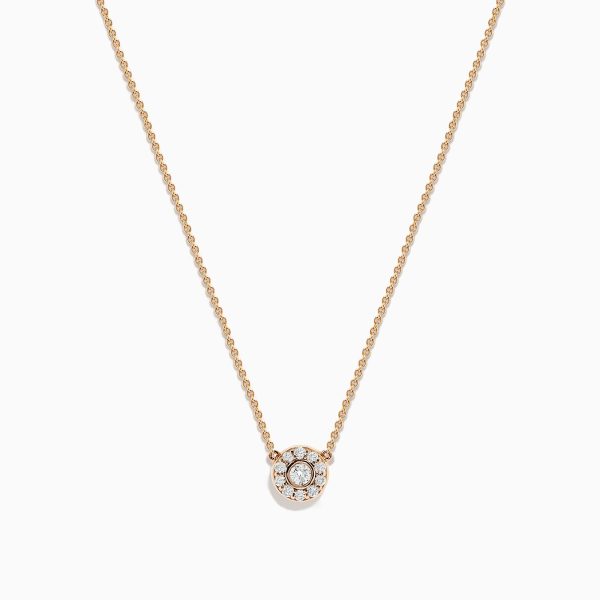 14K Rose Gold Diamond Cluster Necklace, 0.26 TCW Discount