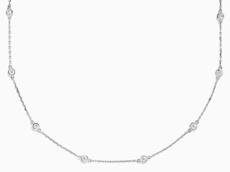 14K White Gold 18  Diamond Station Necklace, 1.00 TCW Sale