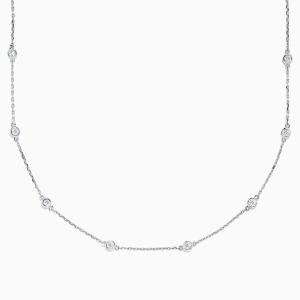 14K White Gold 18  Diamond Station Necklace, 1.00 TCW Sale