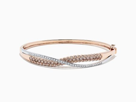 14K Two Tone Gold Espresso and White Diamond Crossover Bangle, 2.00 TCW Online