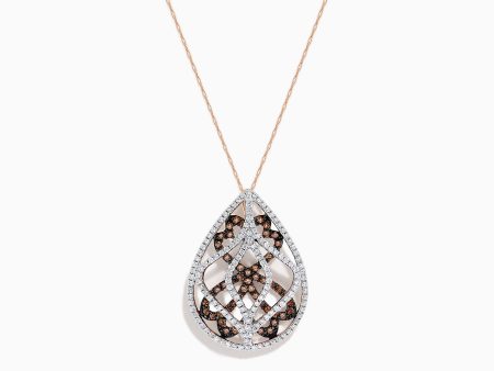 14K Rose Gold Espresso and White Diamond Pendant, 1.00 TCW Sale