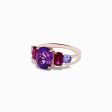 14K Rose Gold Amethyst, Rhodolite, and Tanzanite Ring Online now