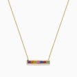 Watercolors 14K Yellow Gold Multi Sapphire Bar Necklace, 0.93 TCW on Sale