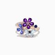 14K Gold Blue Topaz, Amethyst, Tanzanite, Sapphire and Diamond Ring Cheap