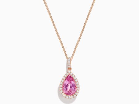 14K Rose Gold Kunzite and Diamond Pendant For Cheap