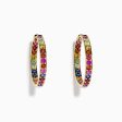 Watercolor 14k Yellow Gold Multi Sapphire Hoop Earrings For Discount