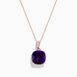 14K Rose Gold Amethyst and White Sapphire Pendant For Discount