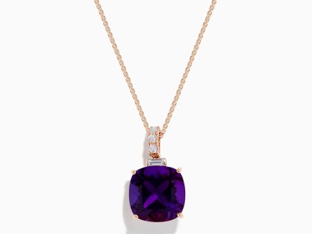 14K Rose Gold Amethyst and White Sapphire Pendant For Discount