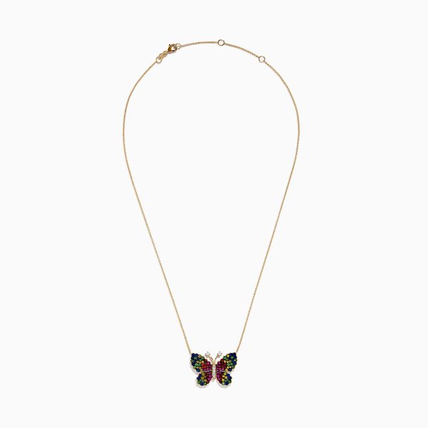 Watercolors 14 Karat Yellow Gold Multi Sapphire Butterfly Necklace Online