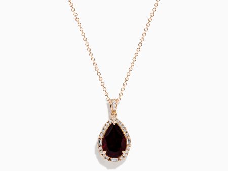 14K Rose Gold Garnet and Diamond Pendant Online now