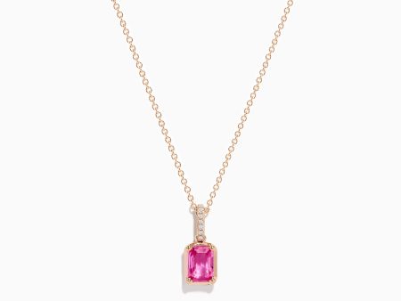 14K Rose Gold Pink Sapphire Solitaire Pendant Online Hot Sale