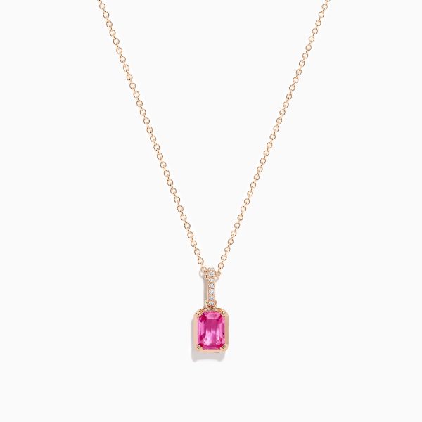 14K Rose Gold Pink Sapphire Solitaire Pendant Online Hot Sale