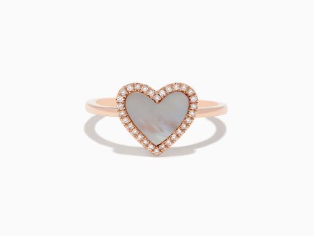 14K Rose Gold Mother of Pearl and Diamond Heart Ring Online