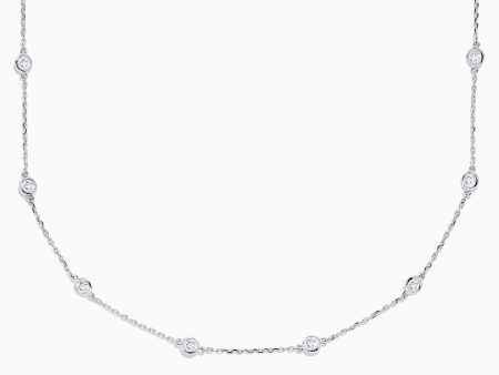 14K White Gold 18  Diamond Station Necklace, 1.50 TCW on Sale