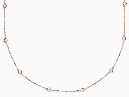 14K Rose Gold 18  Diamond Station Necklace, 0.75 TCW Supply