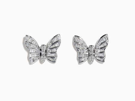 Nature 14K White Gold Diamond Butterfly Earrings Sale