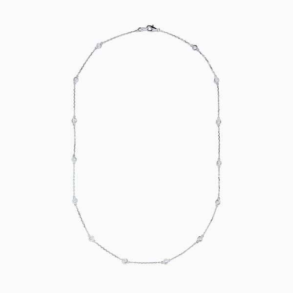 14K White Gold 18  Diamond Station Necklace, 1.00 TCW Sale