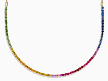 Watercolors 14K Yellow Gold Multi Sapphire, Ruby, & Tsavorite Necklace Supply