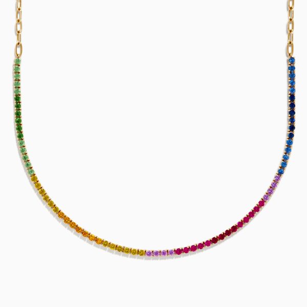 Watercolors 14K Yellow Gold Multi Sapphire, Ruby, & Tsavorite Necklace Supply