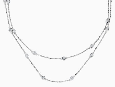 14K White Gold 36  Diamond Station Necklace, 2.00 TCW Online now