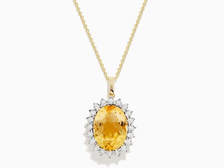 Sunset 14K Yellow Gold Diamond and Citrine Pendant Online Sale