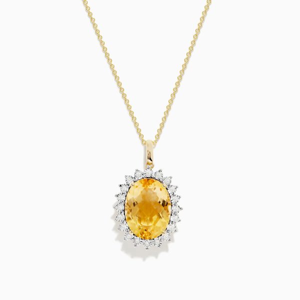 Sunset 14K Yellow Gold Diamond and Citrine Pendant Online Sale